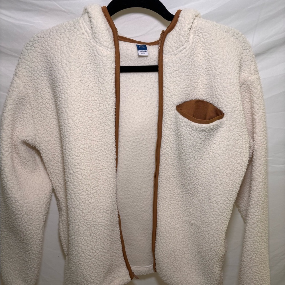Old Navy White Sherpa with Tan Accents